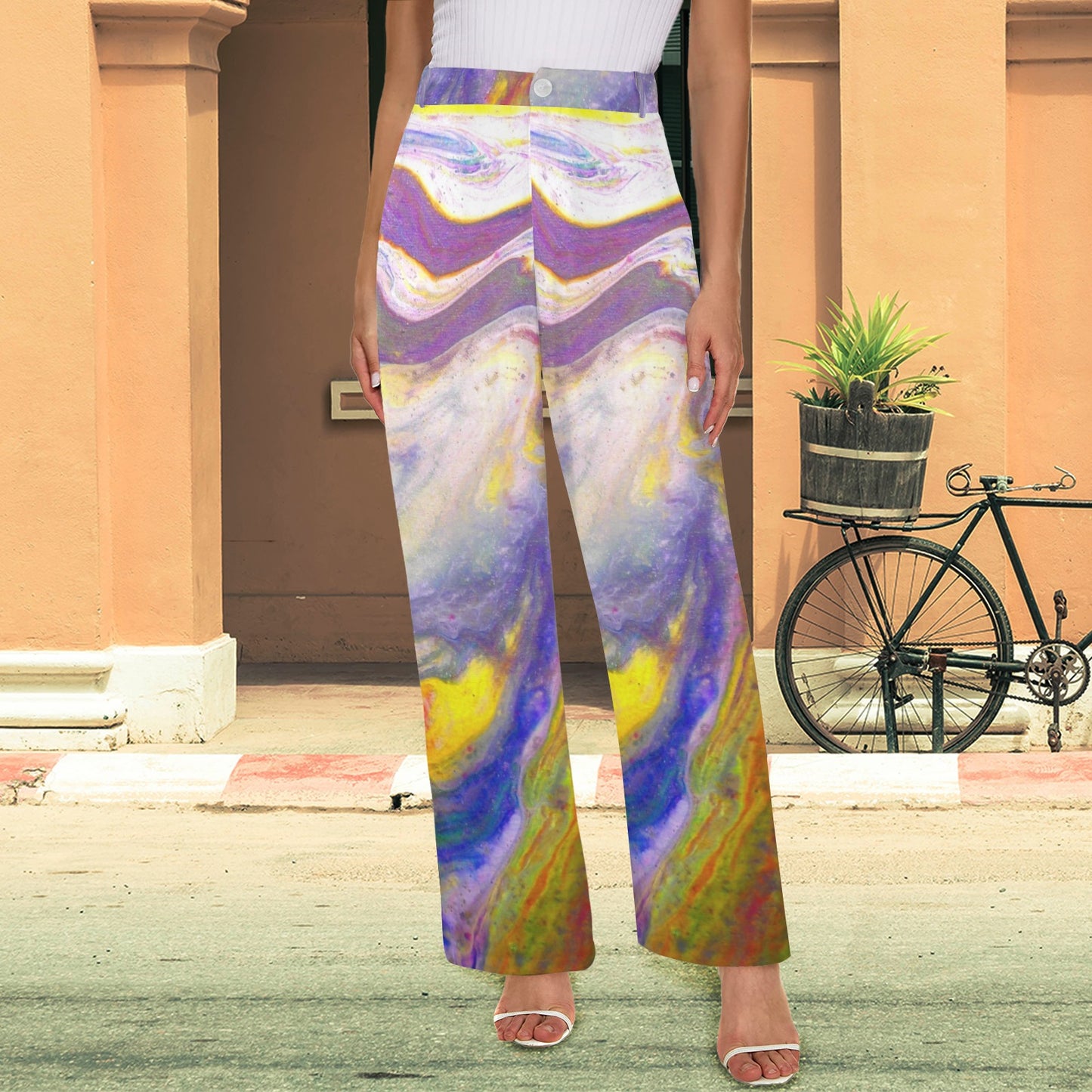 china3v- Blue Wave Button Pants